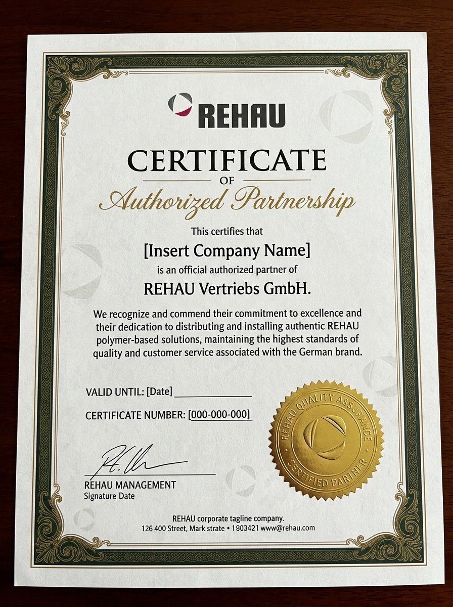 Сертификат партнера Rehau