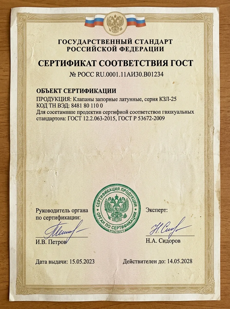 Сертификат соответствия ГОСТ